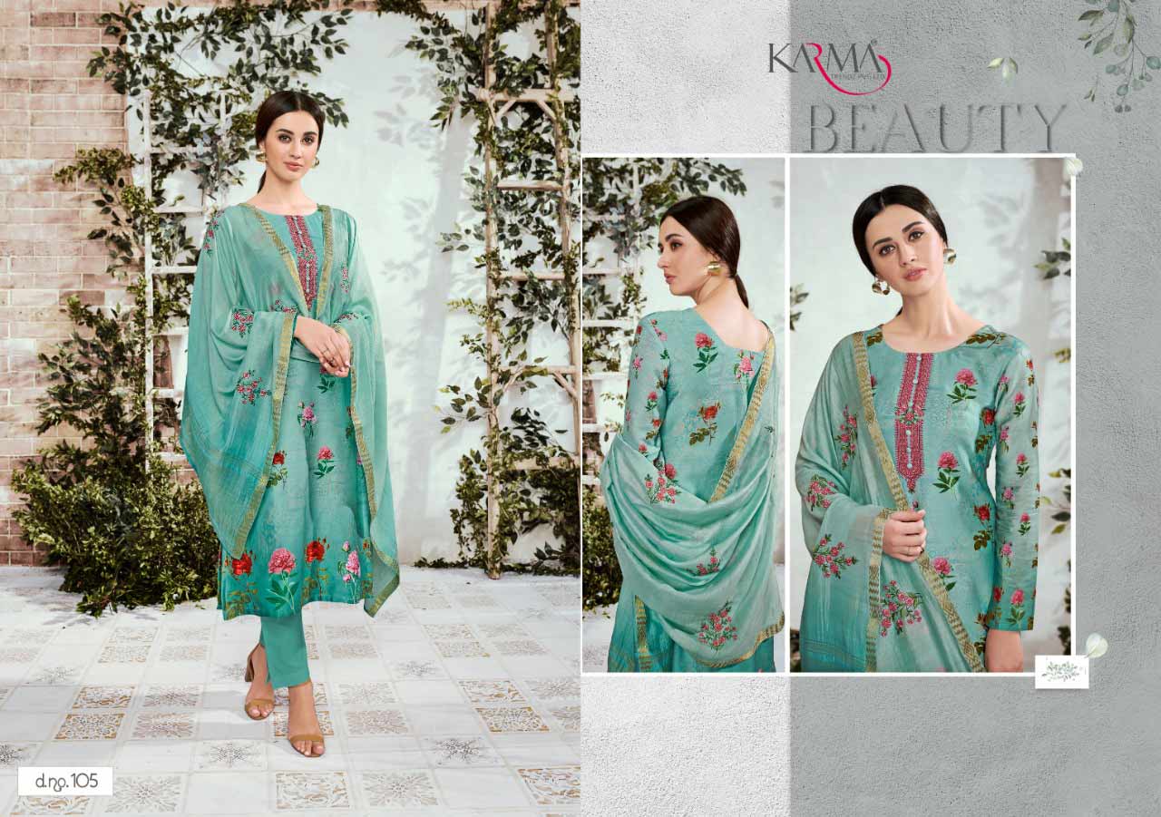 Karma Zebaish Vol 1 Cotton Satin With Embroidery Suit Karma Zebaish Vol 1 Cotton Satin With Embroidery Suit
